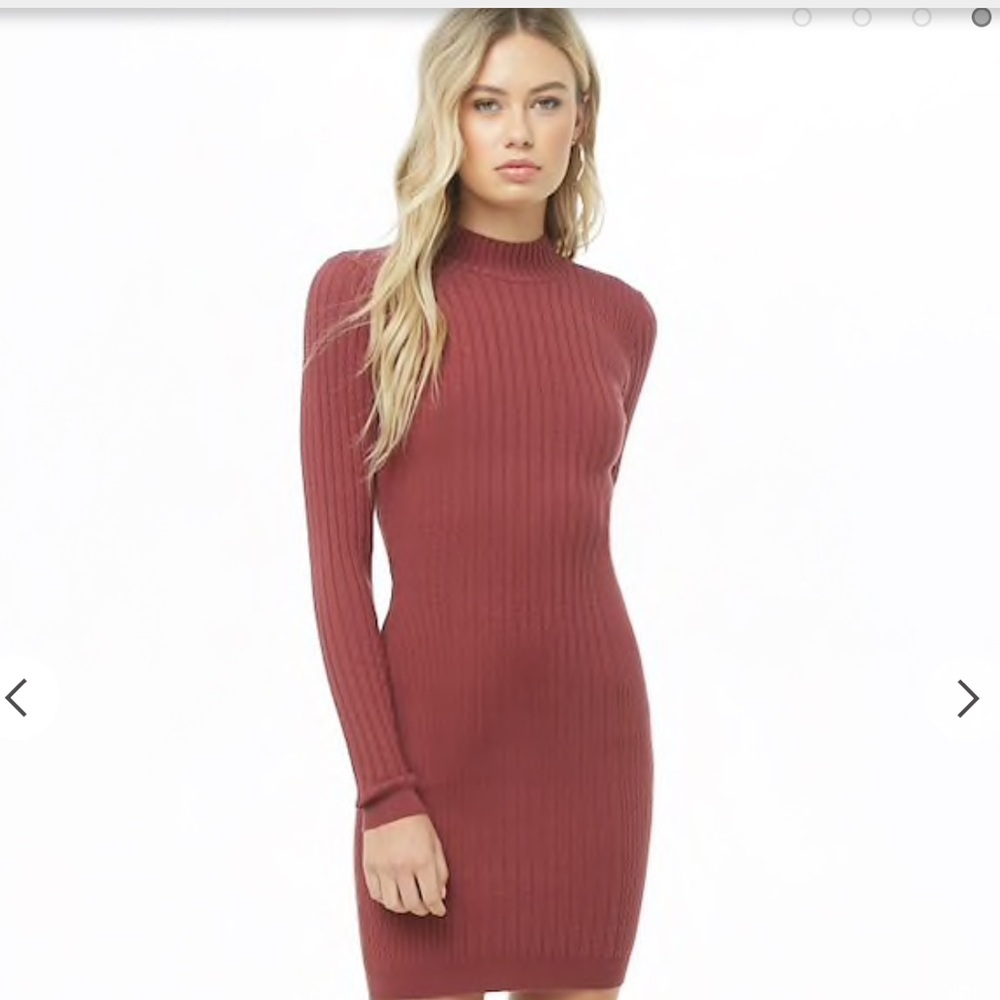 2/23HPForever 21 Maroon Ribbed Mock Neck Dress: M